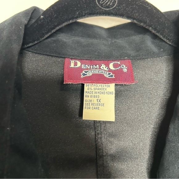 Denim & Co Women’s Cinched Waist Black Velvet Feel Jacket 1X - Picture 3 of 4